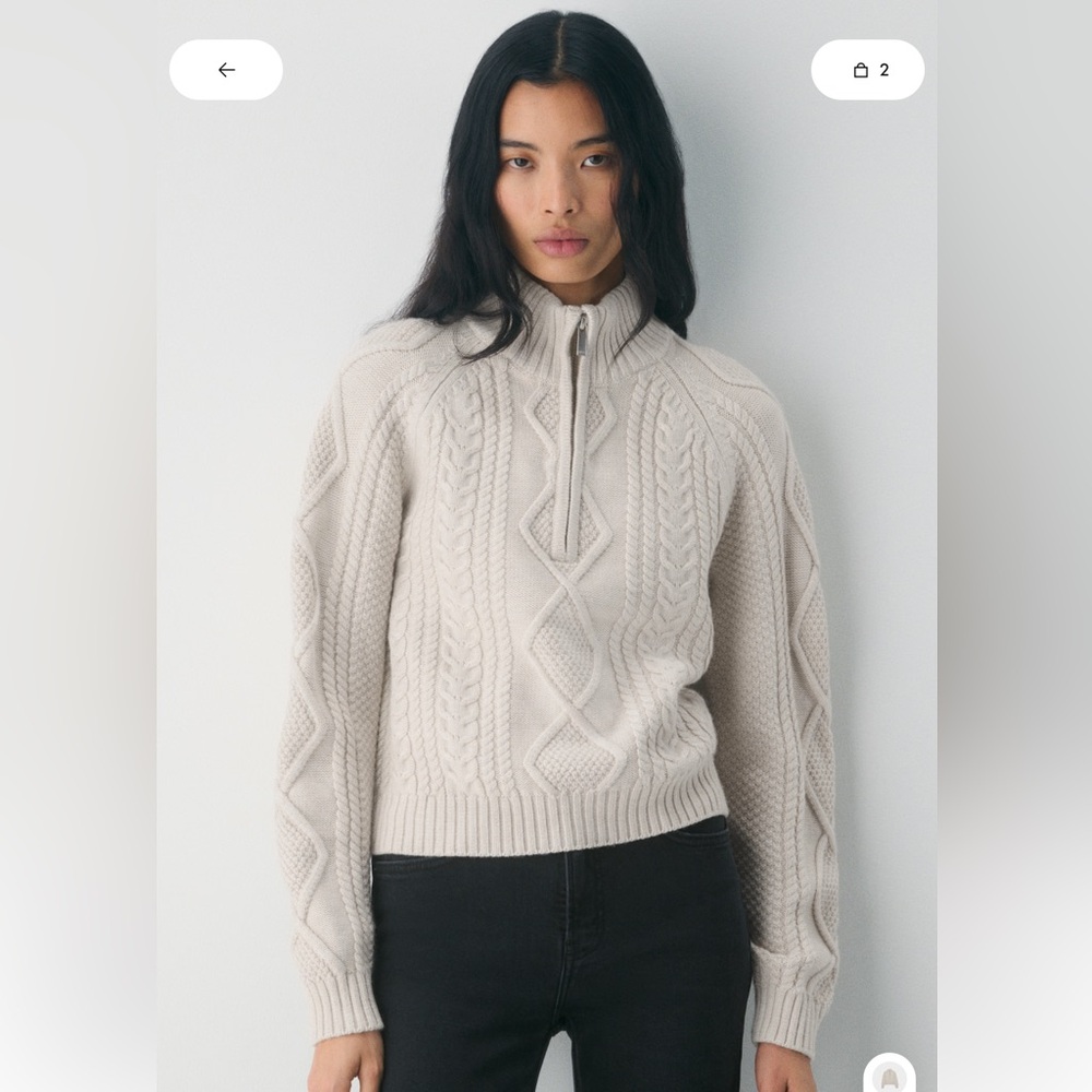 Aritzia Heritage Merino Wool 1/4 Zip Hi-hip Sweater